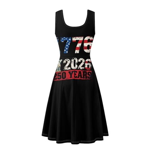 Image of Women Stylish Tank Dresses Sleeveless Round Neck Midi Casual Dress with Pocket for Summer