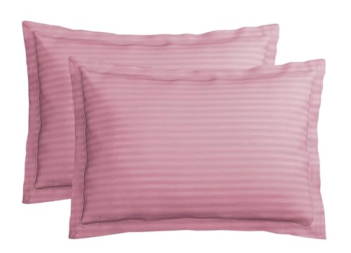 Image of Bsb Home Premium Cotton Solid /Stripe King Bedsheet with 2 King Size Pillow Covers | Double Bed with 210 Tc Pure Cotton | Size - King Size 90X100 Inches - Onion - Multicolor