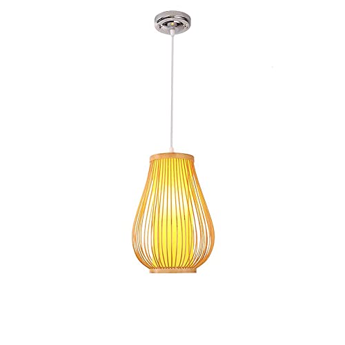 Lustre en bambou style japonais lanterne beige E27 pour salon