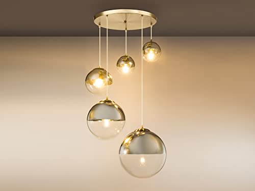 Design Decken Pendel Leuchte Glas Kugel Strahler chrom Wohn Zimmer Hänge Lampe klar Globo 15851-5