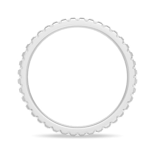 MSBLUE® 2.0mm Petite Pavé Scalloped Moissanite Eternity Band, 14K White Gold Vermeil, Rhodium Finish4