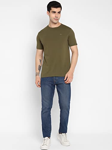 Image of Allen Cooper Men's Super Combed Cotton Rich Solid Round Neck Half Sleeve T-Shirt