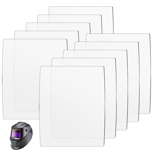 Image of FKBYM 10 Pack WarriorTech Adjustable Safety Glasses, 0700000010 Inside Cover Lens for ESAB Savage A40 Helmet - Impact Protection for Welding, Grinding, Metalworking, Lightweight Frame