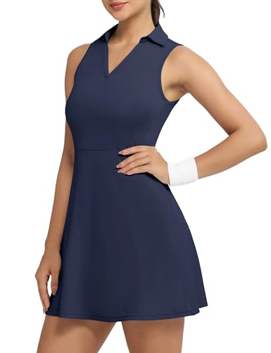 Fengbay Tennis Dress for Women,Golf Dresses with Built in Shorts with 4 Pockets for Sleeveless Athletic Workout Dress