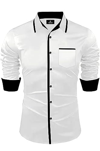 S. MEERA COLLECTION Men’s Solid Magic Cotton Fullsleeve Classic Collar Casual Shirt (Medium (XXL, Sky-CHIKU)