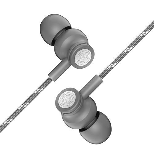 Image of N'OISE 3.5mm Wired Earphone with Powerful HD Mic for Clear Sound, in-Line Volume Controller & Noise Cancellation Compatible with only 3.5mm Jacks in Mobiles- Grey