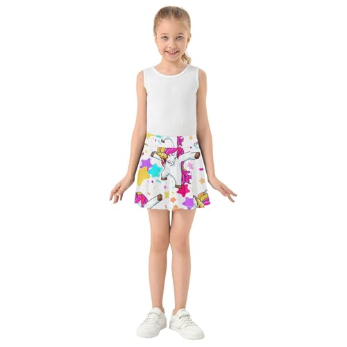Colorful Unicorn Stars Pastel Athletic Shorts Girls Skorts Toddlers Tennis Skirts Cartoon Little Girl 3t3