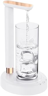 Desktop Water Dispenser Pump for 5 Gallon Bottle, SPOVEN 5 Gallon Water Jug Dispenser with Adjustable Height Design, Portable Type-C Charging Table Bedside Water Pump for Home(White)