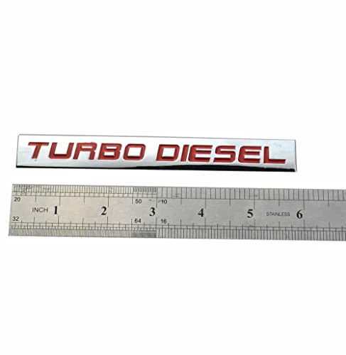 Image of 1x Turbo Dei-sel Badge Nameplate Chrome Finish Metal Fender Sticker Fit for Trunk Hood Door (Chrome Red)