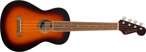 Fender Avalon Ténor Ukulélé à doigt Noyer 2 couleurs Sunburst - Les Beatles, Paul McCartney, John Lennon, RIngo Starr, George Harrison Fender Avalon Ténor Ukulélé à doigt Noyer 2 couleurs Sunburst
