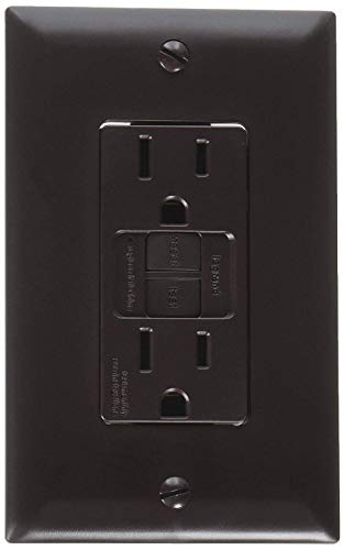 RV Designer S805, Dual GFCI Outlet with Cover Plate, Brown, AC Electrical, Single Pack