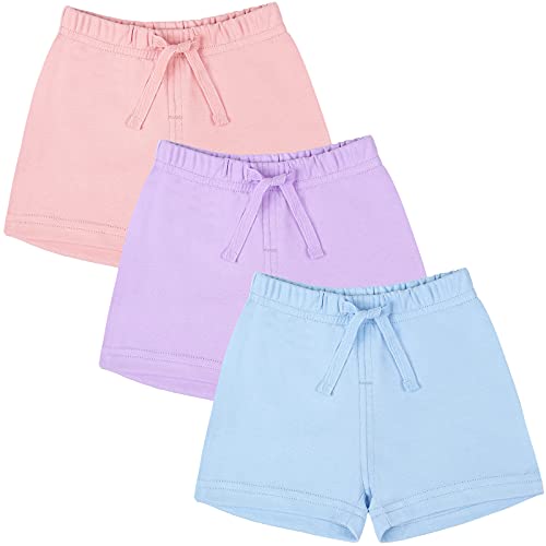 Ruisita 3 Pack Unisex-Baby Shorts Baby Cotton Short with Drawstring Soild Color Shorts for Toddler Kids, 12-18 Months