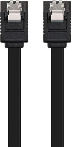 Torpedo SATA Cable III 6Gbps Straight HDD SDD Data Cable with Locking Latch 16 inches Compatible for SATA HDD, SSD, CD Driver, CD Writer, Black 1 Pack