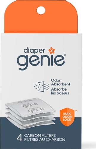 Image of Diaper Genie Carbon Filter (4-Pack) | Diaper Pail Odor Eliminator & Deodorizer | Compatible with the Diaper Genie Complete and Platinum Pail | Activated carbon filters help absorb odors and keep your nursery fresh. Compatible with Complete and Expressions Pail