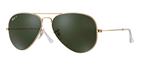 Ray-Ban RB3025 001/58 Unisex Aviator Sunglasses Polarized (Gold Frame/Green Polarized Lens 001/58, 58)