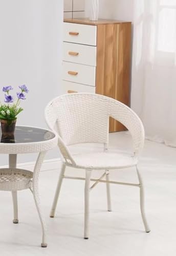 Image of PRATHAM India 2+1 Outdoor Indoor Patio Furniture Sets Rattan Wicker Chair Patio Set Bistro Set Conversation Set Balcony Outdoor Garden Furniture Chair and Tripod Table (White Color)