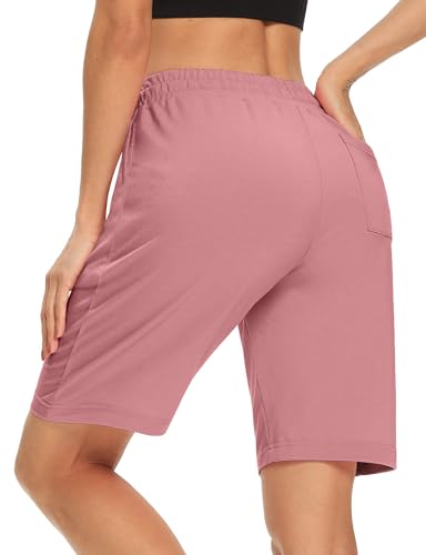 Shorts Damen Sommer Bermuda Shorts Casual Kurze Hose Sport Shorts Baumwolle Kurz Sporthose Jogginghose Knielang Yoga Running Shorts mit Taschen – Bild 4