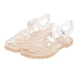 Yehopere Women's Jelly Sandals T-Strap Slingback Bling Beach 80s 90s Retro Flat Shoes