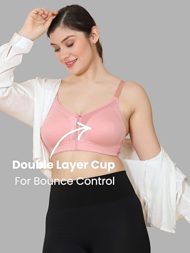 Image of GLAMORAS Women Cotton Spandex Non Padded & Non Wired Minimizer Everyday Bra| Structured for Bounce Control with Full Coverage & Broad Side Wings Prevents Side Spillage