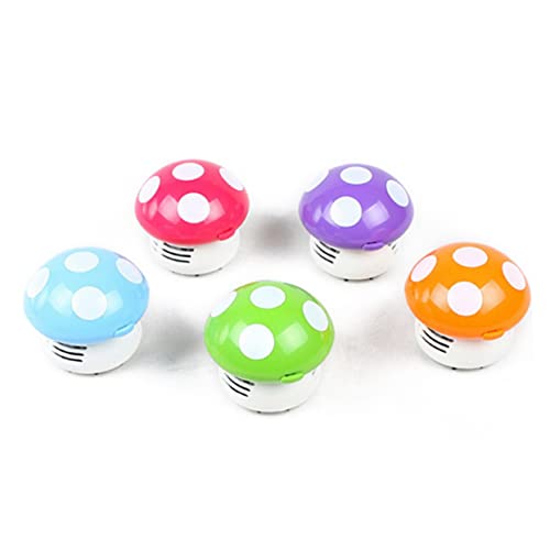 HEALEEP Mini Aspirateur De Bureau Forme Champignon Bleu, Mini Nettoyeur Portable sans Fil, Alimenté par Piles AA, Silencieux, La Cuisine Et Table, Nettoyage Rapide