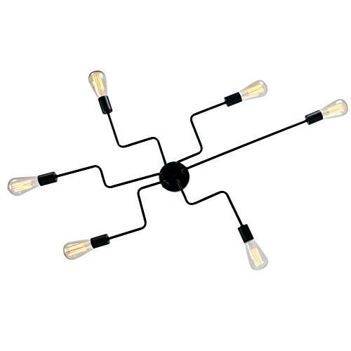 Unitary BRAND Plafonnier Suspension Rustique Traditionnel Metal Peinture Noir E27*6 360W