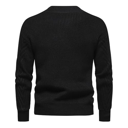 Men's Solid Knitted Pullover Sweater Crewneck Waffle Raglan Sleeve Casual Knit Soft Casual Pullovers3