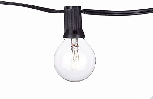 String Light Company Party Light 25-Ft Globe String Lights with 25 Sockets and 25 Clear G40 Bulbs, 18 Gauge Black Cord