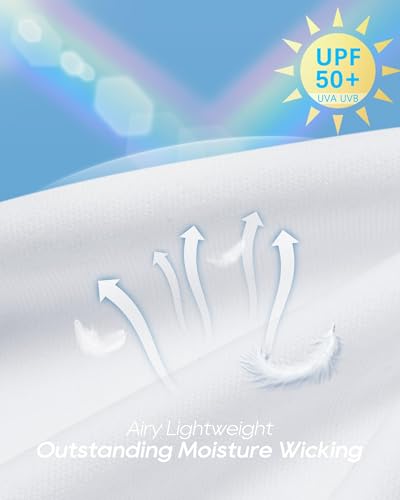 G4Free UV Protection Long Sleeve Shirts for Women Rash Guard Workout Sun Shirt UPF 50+ Running Crop Tops Breathable Activewear(White,M)