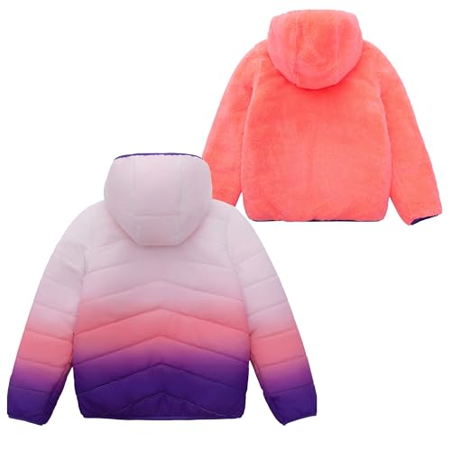 Rokka&Rolla Girls' 2-in-1 Reversible Water-Resistant Sherpa Fleece Puffer Jacket2