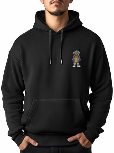 Vandarllin Mens Hoodie Cartoon Brown Bears Hoodie Sweatshirts for Men Long Sleeve Graffiti Drawstring Pullover with Pocket2