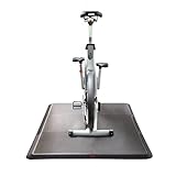 Anji Mountain Gym Flooring Mat Compatible with Peloton Bike Elliptical Treadmill MatUnder Exercise Bike Trainer Mat Pad for Stationary Indoor Spin,Hardwood Floor Carpet Black Gym Equipment Mat,4' x 6'