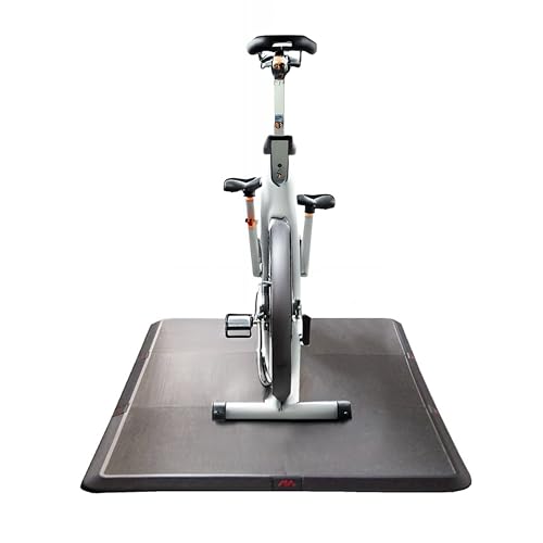 Anji Mountain Gym Flooring Mat Compatible with Peloton Bike Elliptical Treadmill MatUnder Exercise Bike Trainer Mat Pad for Stationary Indoor Spin,Hardwood Floor Carpet Black Gym Equipment Mat,4' x 6'
