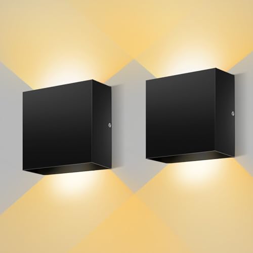 kioooki Wandleuchte Innen mit Stromanschluss, LED Wandlampe Innen, 3000K Warmweiß Wandbeleuchtung, Moderne Wandlampen Wand Beleuchtung für Schlafzimmer Wohnzimmer Treppenhaus 12W