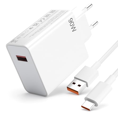 90W USB C Ladegerät für Xiaomi 15 Ultra 15t Pro 14 Ultra 14T 13T Redmi Note 14 13 12 Pro Poco X7 F7 F6 Pad 7 P ro, USB Netzteil Turbo Hyper Charge Schnellladegerät mit 6A Ladekabel Adapter