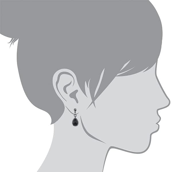 Miniatura 2 de 1928 Jewelry Pendientes de lágrima pequeños de inspiración victoriana negra, Zinc, No es una piedra preciosa