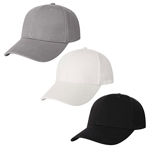 Image of 3 Pack Plain Cotton Strapback Baseball Hat Adjustable Low Profile Blank Team Ball Caps for Men Women