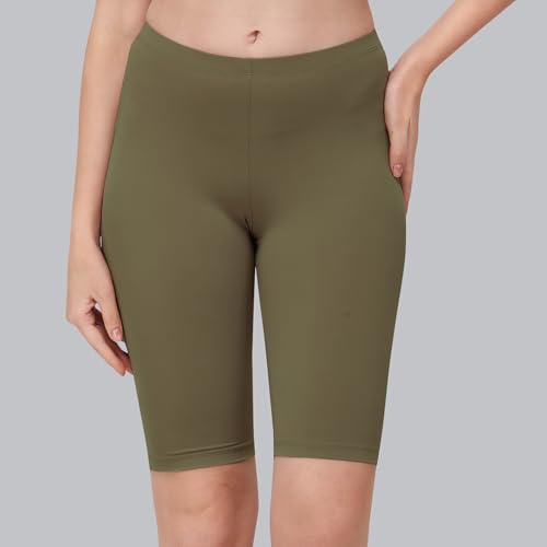 Image of SOIE Women's Mid Rise Soft Polyamide Spandex Knee Length Cycling Shorts