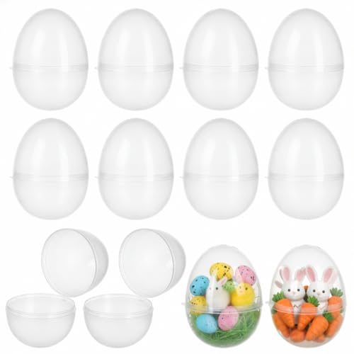 JOINPAYA 20pcs Clear Fillable Easter Egg: Transparent Clear Eggs Plastic Containers Empty Large Enough to Hold for Easter Hunt Decoration