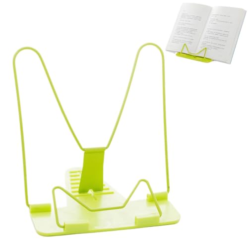 Supporto per libri con staffa in metallo, multifunzione, regolabile, per studio, libro di cucina, spartiti, ufficio, scuola (verde)