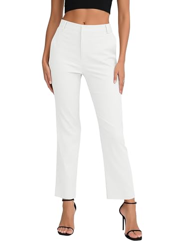 Pantalon avec poches femme taille haute extensible et jambes droites pour bouger