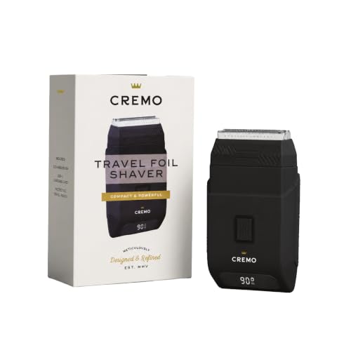 Cremo Travel Foil Shaver, Compact Portable Cordless Electric Razor, USB-C