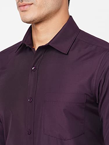 Image of MARKRICH Men's Slim Fit Solid Semi Shirt with Spread Collar & Full Sleeves for Formal & Casual Wear