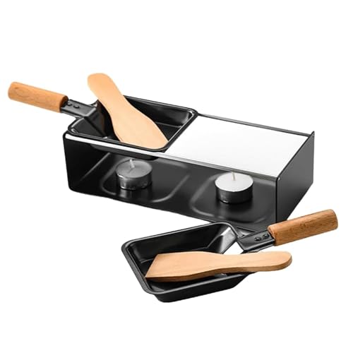 BBTISG Cheese Melter Raclette Grill, Stainless Steel, Black, Modern Style, Non-Stick Coating, Perfect for Cheese, Meat, Fish, and Vegetables