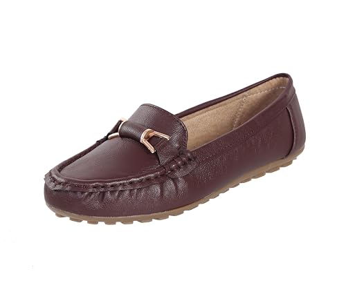 Image of Pluxh Women's Elegant Ballet Flats with Metal Accent | Soft Comfort Slip-On Shoes | Lightweight Everyday Footwear | Flexible Grip Sole | Office, Casual & Work Wear