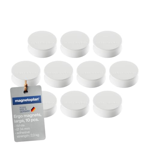 Ergo Large Magnets, Diameter 34 mm x 12.5 mm, Pack of 10 White