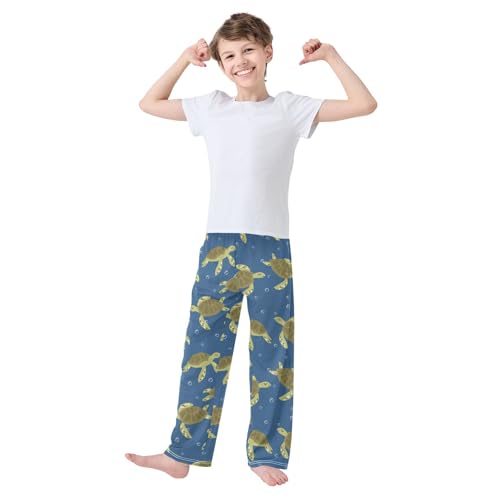 Boys' Pants Green Turtles Bubbles Blue Long Bottoms Jogger Pants Elastic Waist Trousers with Pockets S-XL2