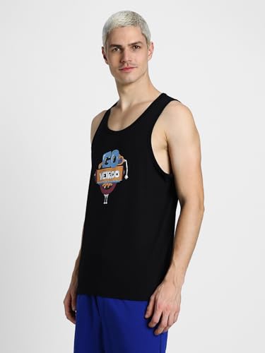 Image of Veirdo Pure Cotton Sleeveless Regular Fit Front Print Placement Scoop Neck Vest for Men & Boys