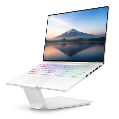 NETO 3D PRINTING Laptop Stand for Desk Ergonomic Laptop Riser Improves Posture & Reduces Neck Pain Stable No-Wobble Design Cooling Airflow Fits 1017 Laptops Office & Home Setup (White)