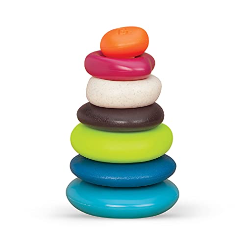 B. toys – Baby Blocks & Stacking – 10 Numbered Blocks & 5 Colorful Rings – Building Play Set for Infants – Educational Toys – One Two Squeeze & Stacking Stones – 6+ Months by B. toys - Image 7