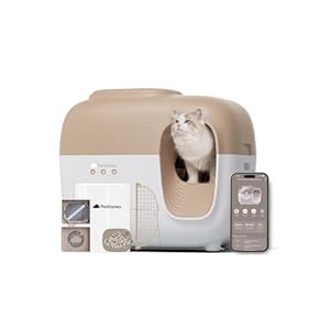 PetSnowy Snow+ Arenero Gatos Autolimpiable con TiO2-Desodorizar en la Fuente, Control por App, Protección de 7 Etapas, Detección De Múltiples Gatos, Capacidad De 83L para Gatos De 1,5-9 Kg